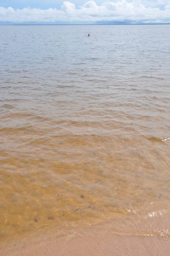 Nadando no Tapajós, em Pindobal, praia próxima à Alter do Chão - PA